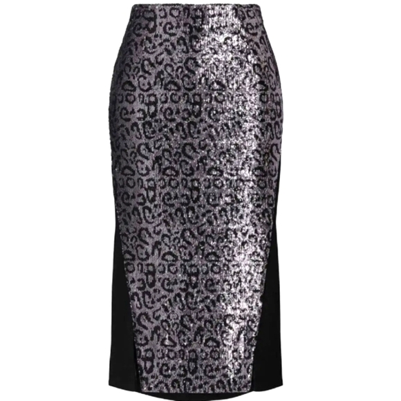N12H First Row Sequin Midi Stretch Black Skirt - Picture 1 of 7